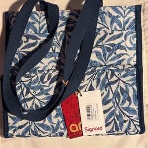 Signare William Morris Willow Bough Tapestry Shopper Bag/Tote - Blue on White